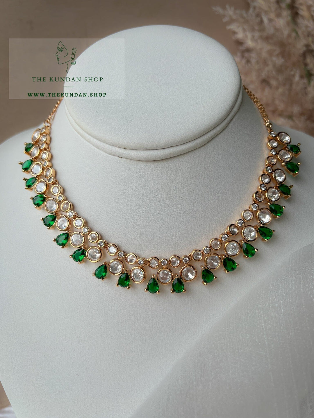 Gatekeep in Emerald Green Necklace Sets THE KUNDAN SHOP 