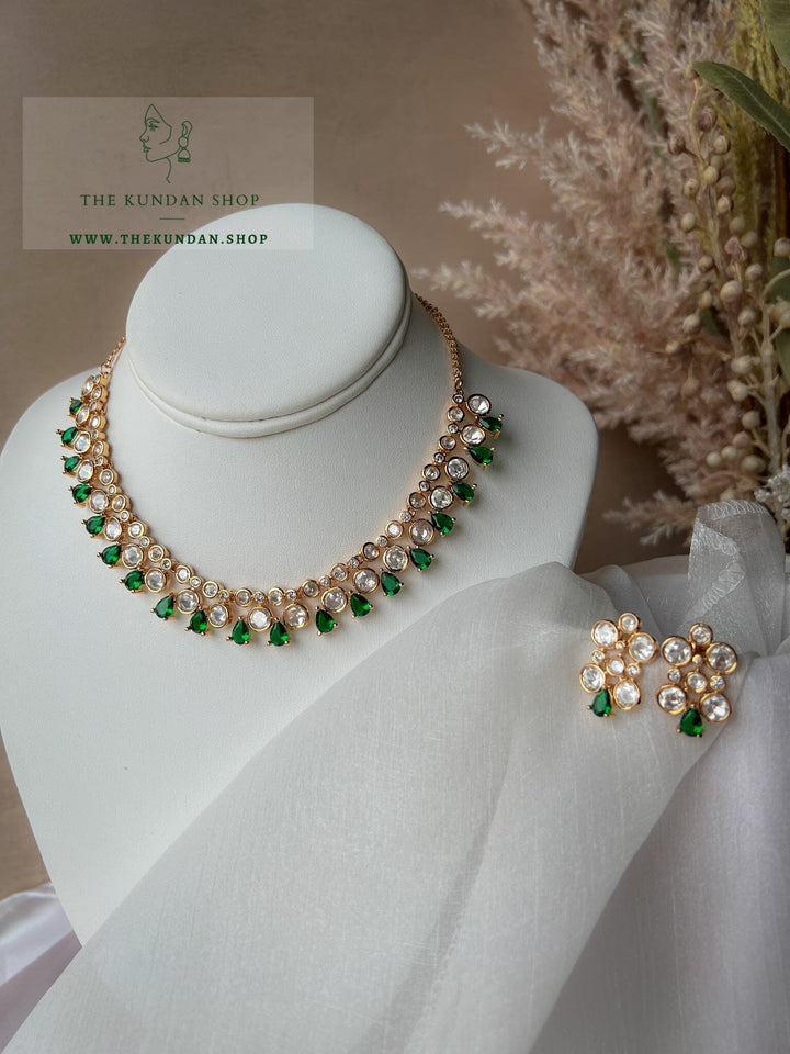 Gatekeep in Emerald Green Necklace Sets THE KUNDAN SHOP 