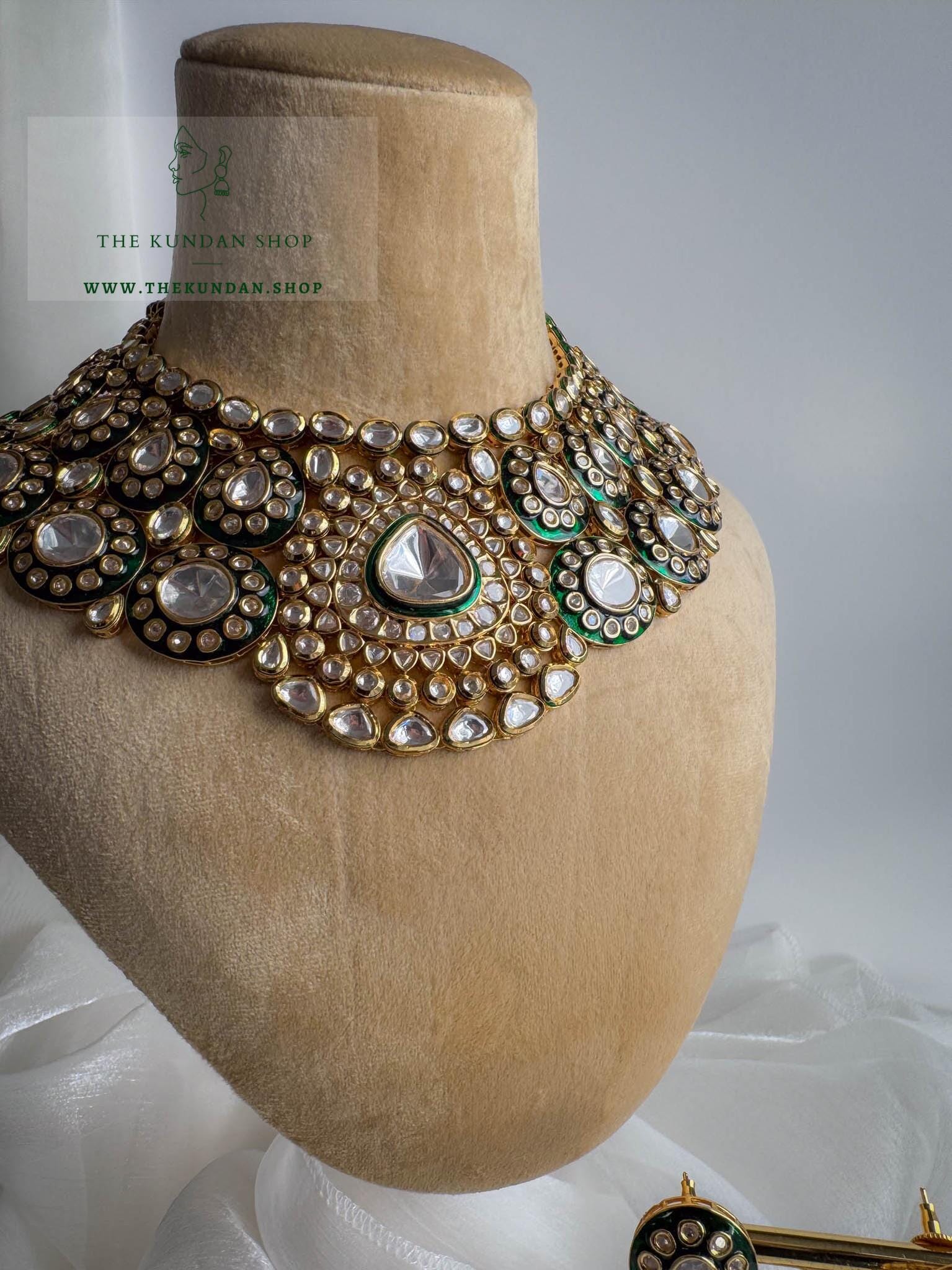 Brave in Green Meenakari Necklace Sets THE KUNDAN SHOP 