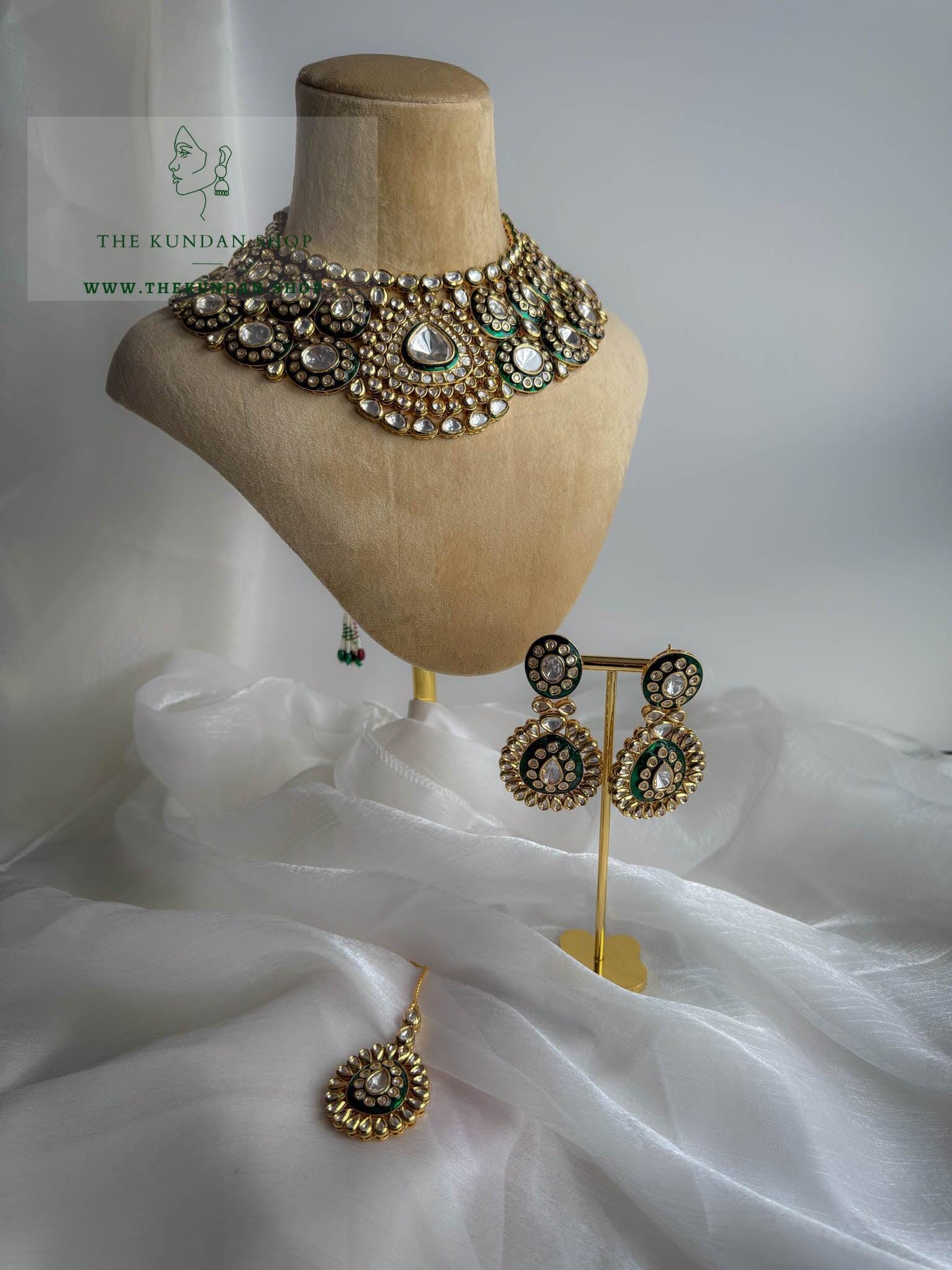 Brave in Green Meenakari Necklace Sets THE KUNDAN SHOP 