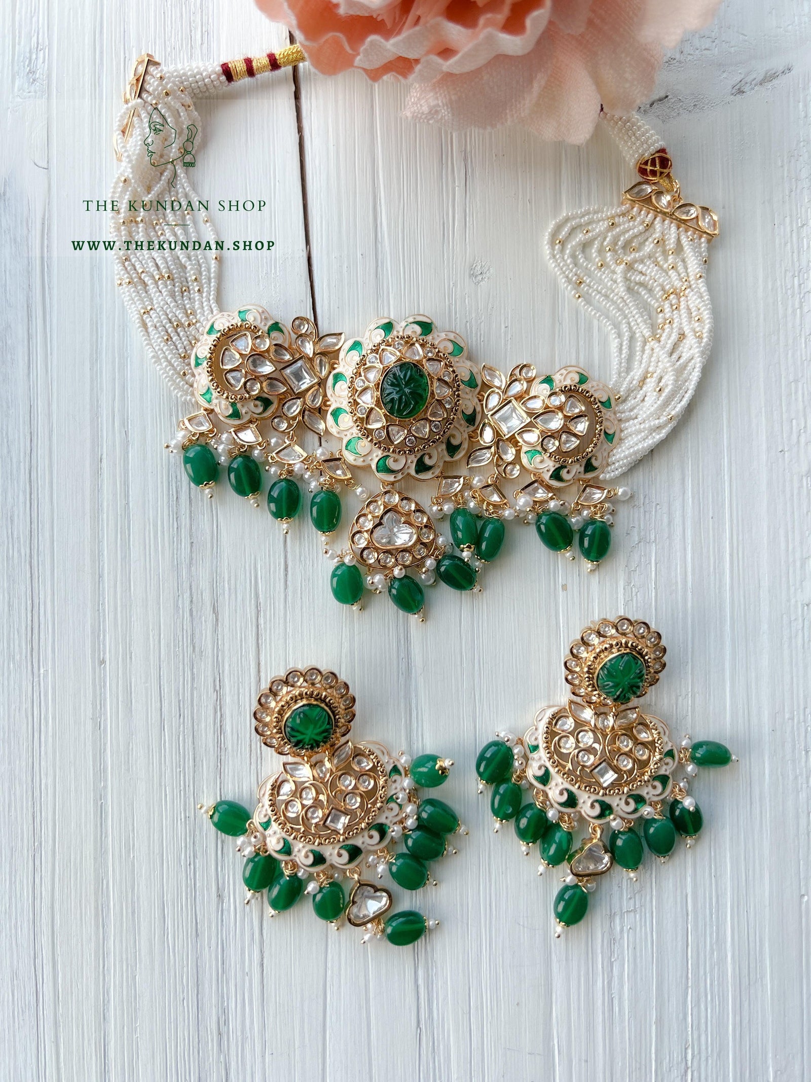With Love in Green Necklace Sets THE KUNDAN SHOP 