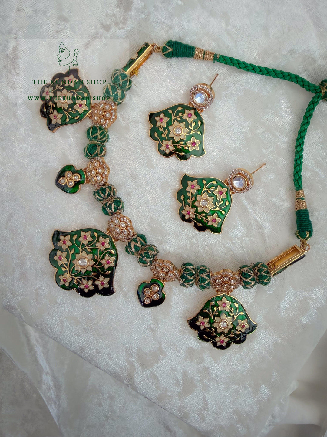 Floral Blends // Green Meenakari Necklace Sets THE KUNDAN SHOP 