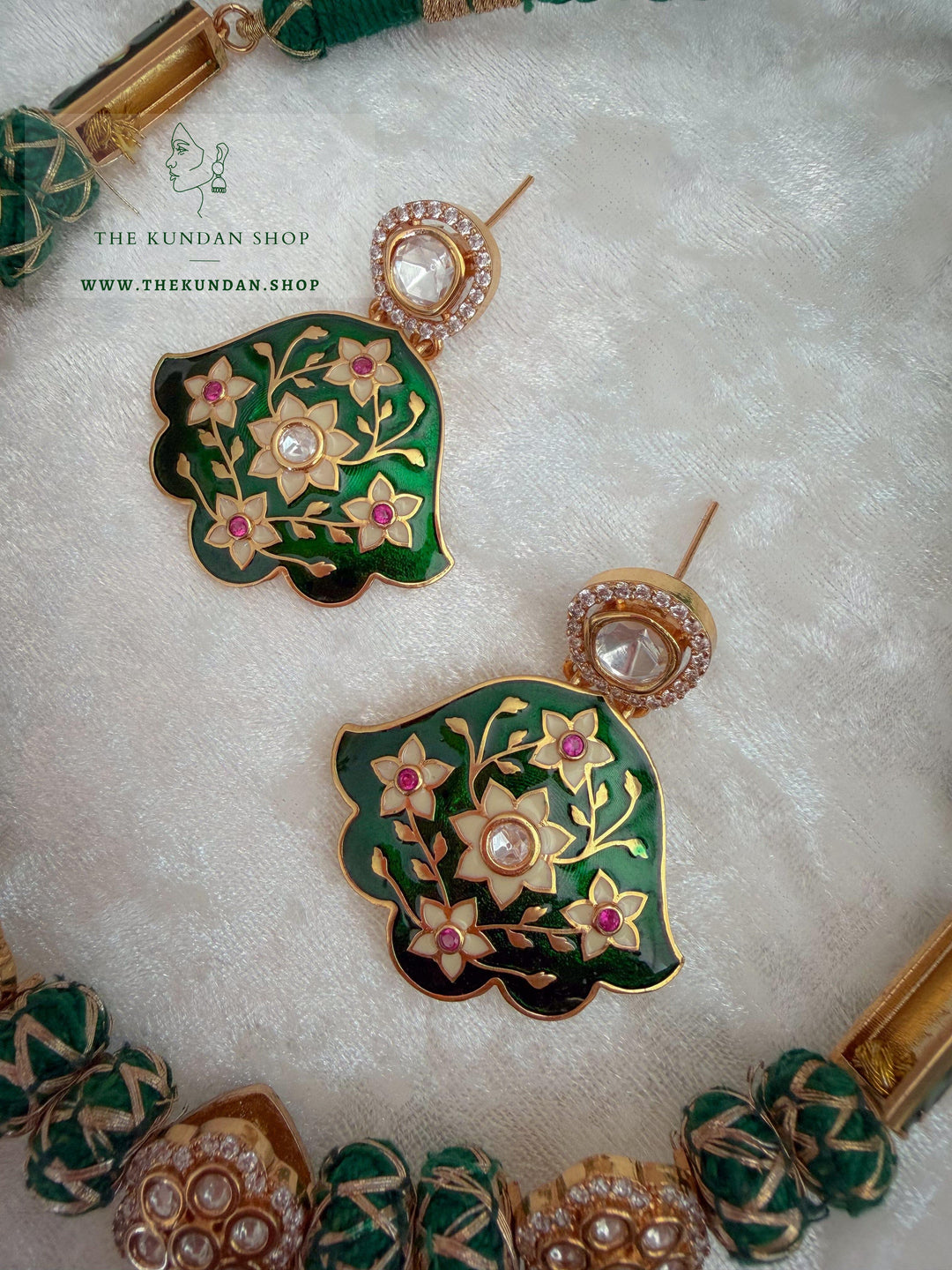 Floral Blends // Green Meenakari Necklace Sets THE KUNDAN SHOP 