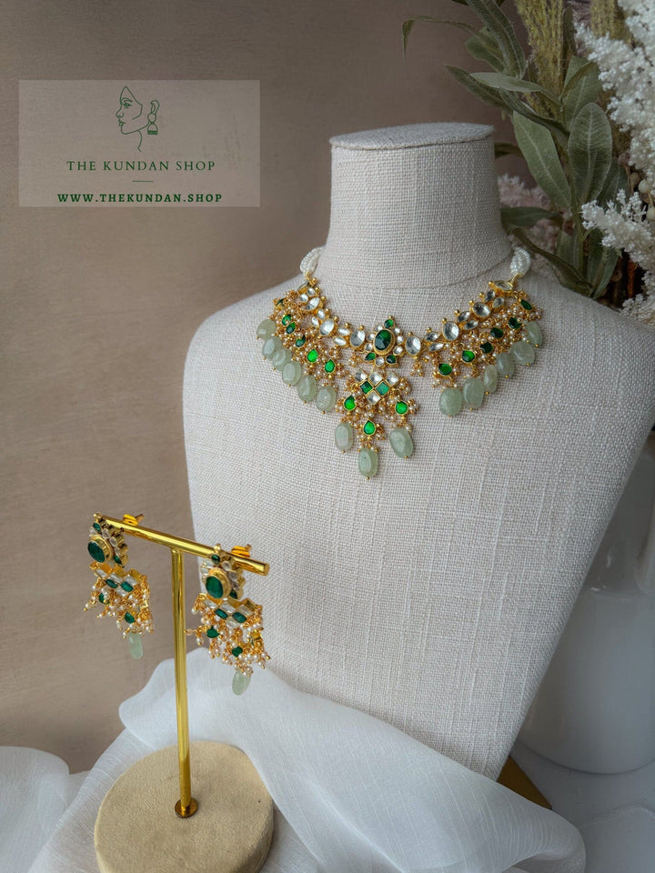 Floral Kundan in Emerald & Mint Necklace Sets THE KUNDAN SHOP 