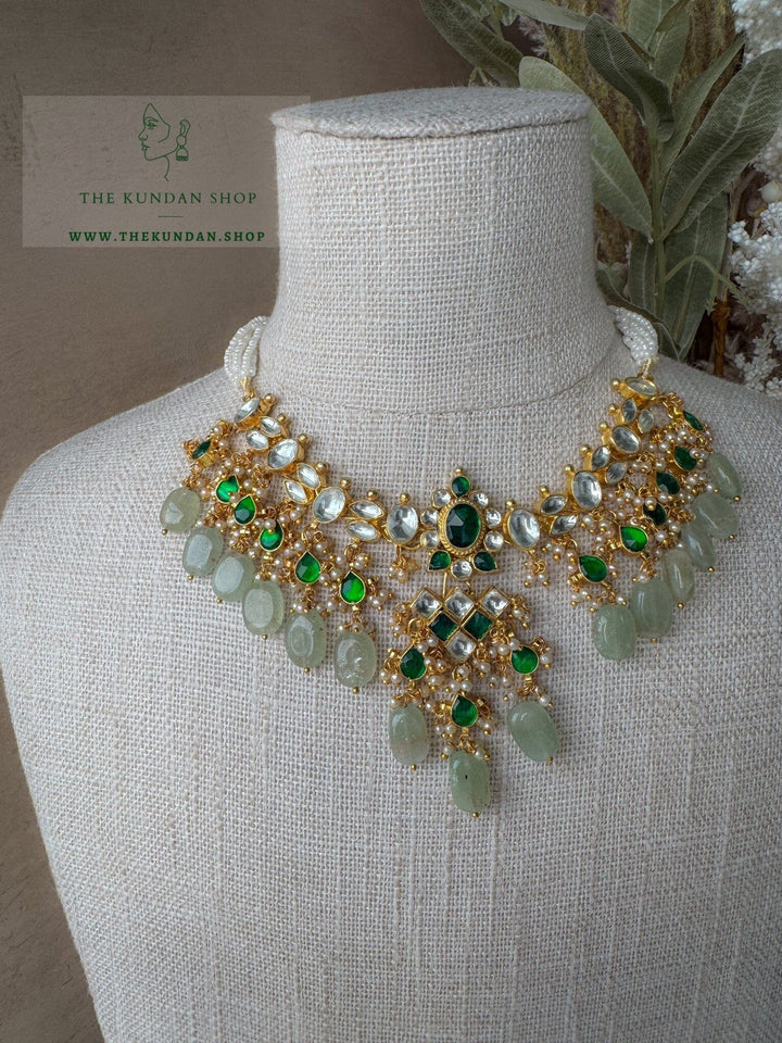 Floral Kundan in Emerald & Mint Necklace Sets THE KUNDAN SHOP 