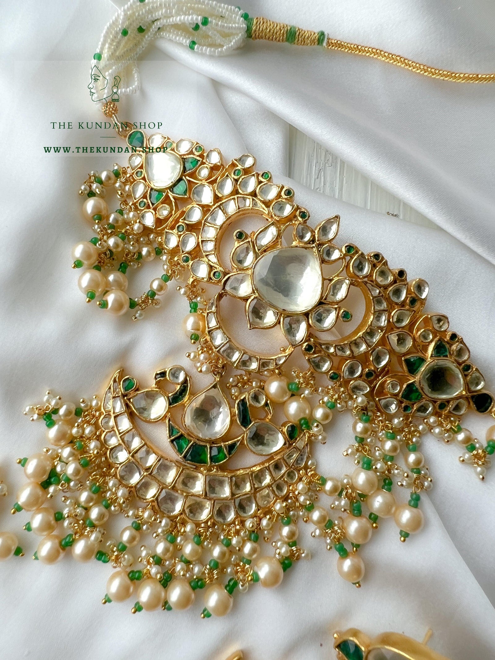 Designed with Love in Green & Pearl Necklace Sets THE KUNDAN SHOP 