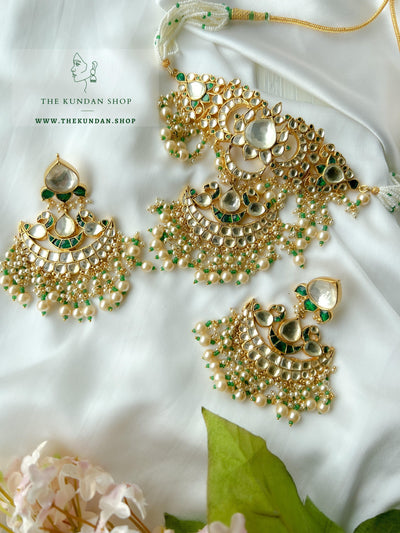 Designed with Love in Green & Pearl Necklace Sets THE KUNDAN SHOP 