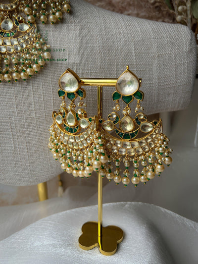 Designed with Love in Green & Pearl Necklace Sets THE KUNDAN SHOP 