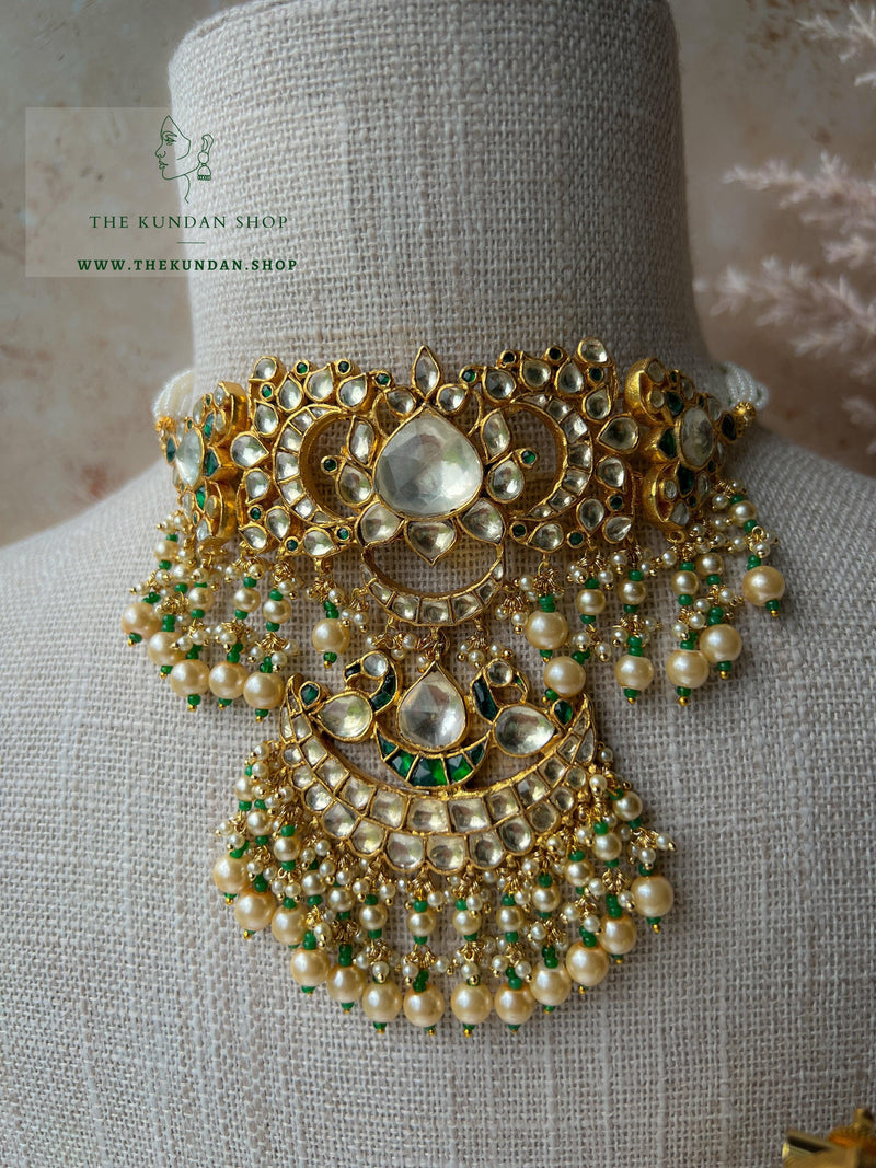 Designed with Love in Green & Pearl Necklace Sets THE KUNDAN SHOP 