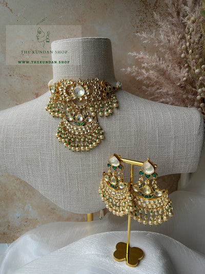 Designed with Love in Green & Pearl Necklace Sets THE KUNDAN SHOP 