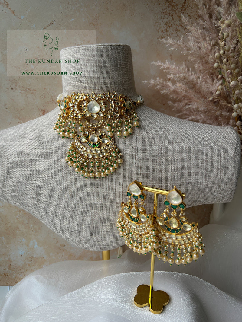 Designed with Love in Green & Pearl Necklace Sets THE KUNDAN SHOP 
