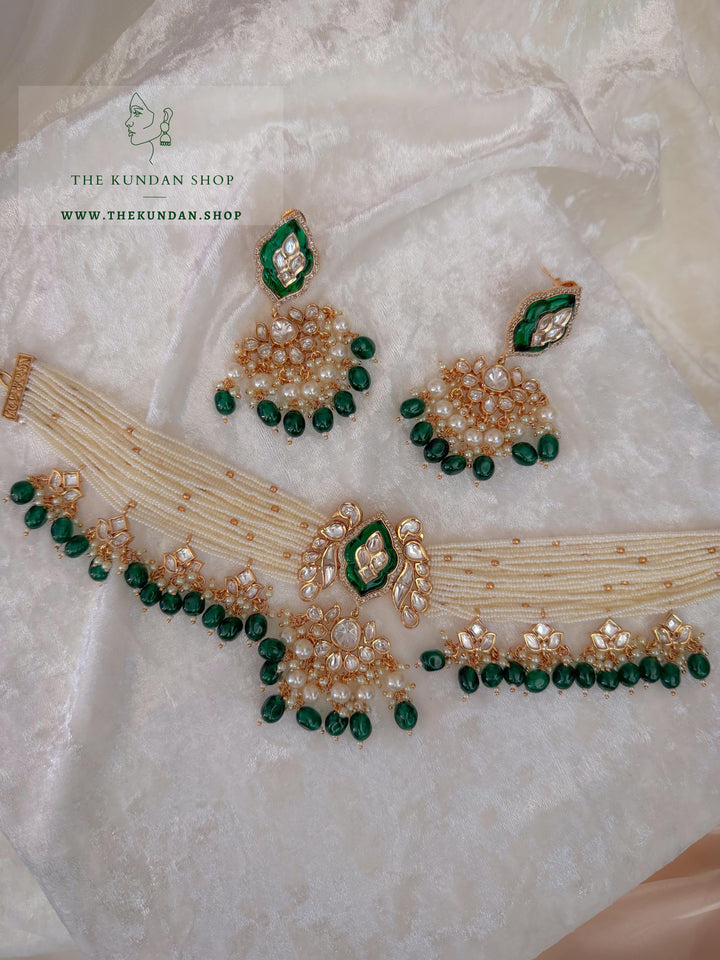 Pearl Wings // Green Kundan Necklace Sets THE KUNDAN SHOP 