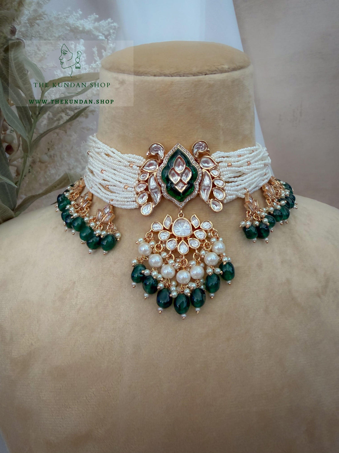 Pearl Wings // Green Kundan Necklace Sets THE KUNDAN SHOP 