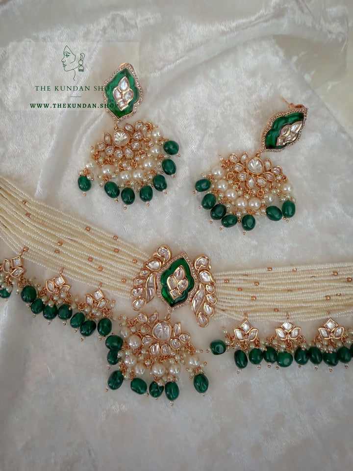 Pearl Wings // Green Kundan Necklace Sets THE KUNDAN SHOP 