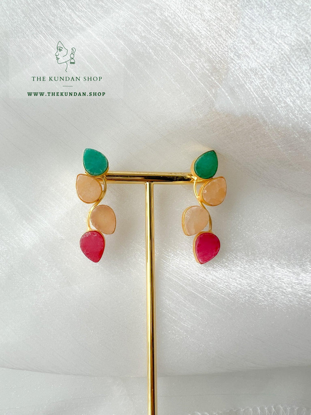 Teardrop Stones Earrings THE KUNDAN SHOP 