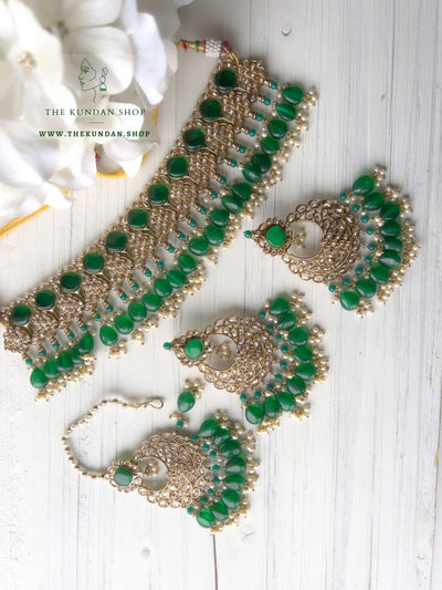 Fall Apart in Green Necklace Sets THE KUNDAN SHOP 