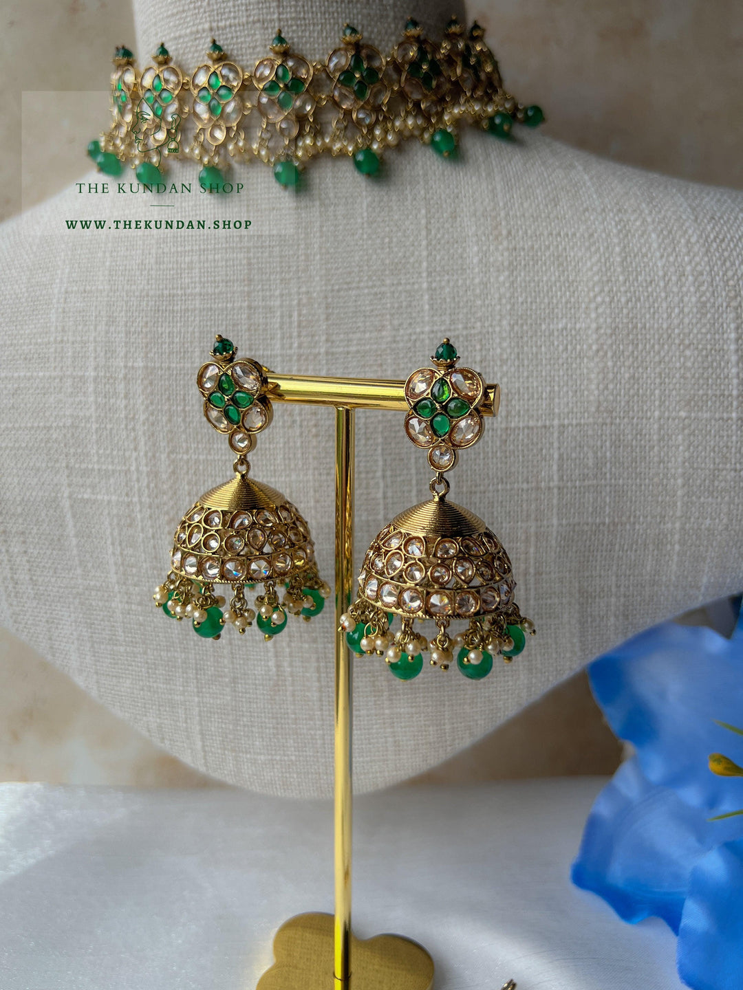 Rescued Floral in Green Necklace Sets THE KUNDAN SHOP 
