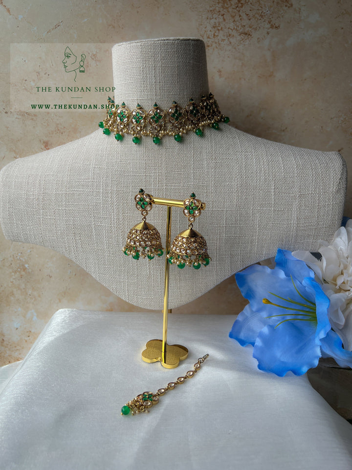 Rescued Floral in Green Necklace Sets THE KUNDAN SHOP 