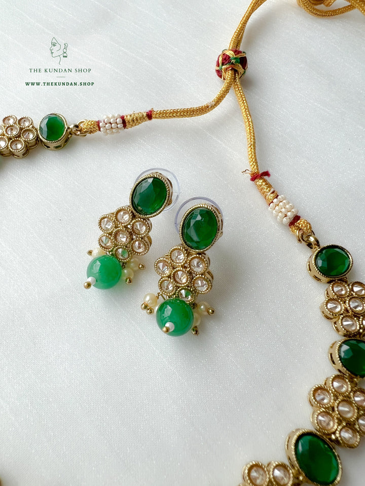 Appease Polki in Green Necklace Sets THE KUNDAN SHOP 