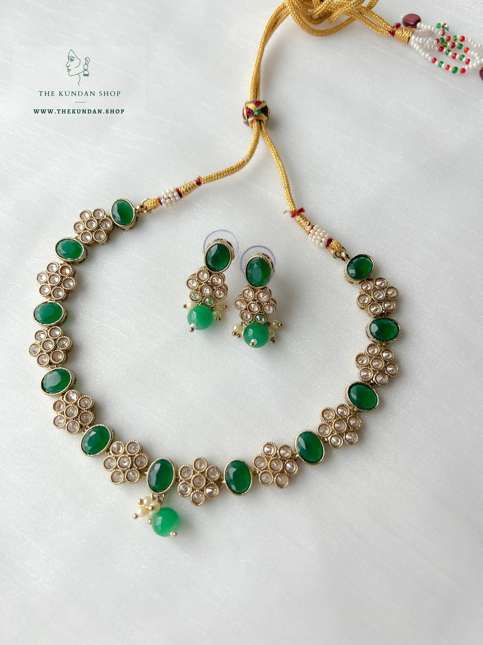 Appease Polki in Green Necklace Sets THE KUNDAN SHOP 