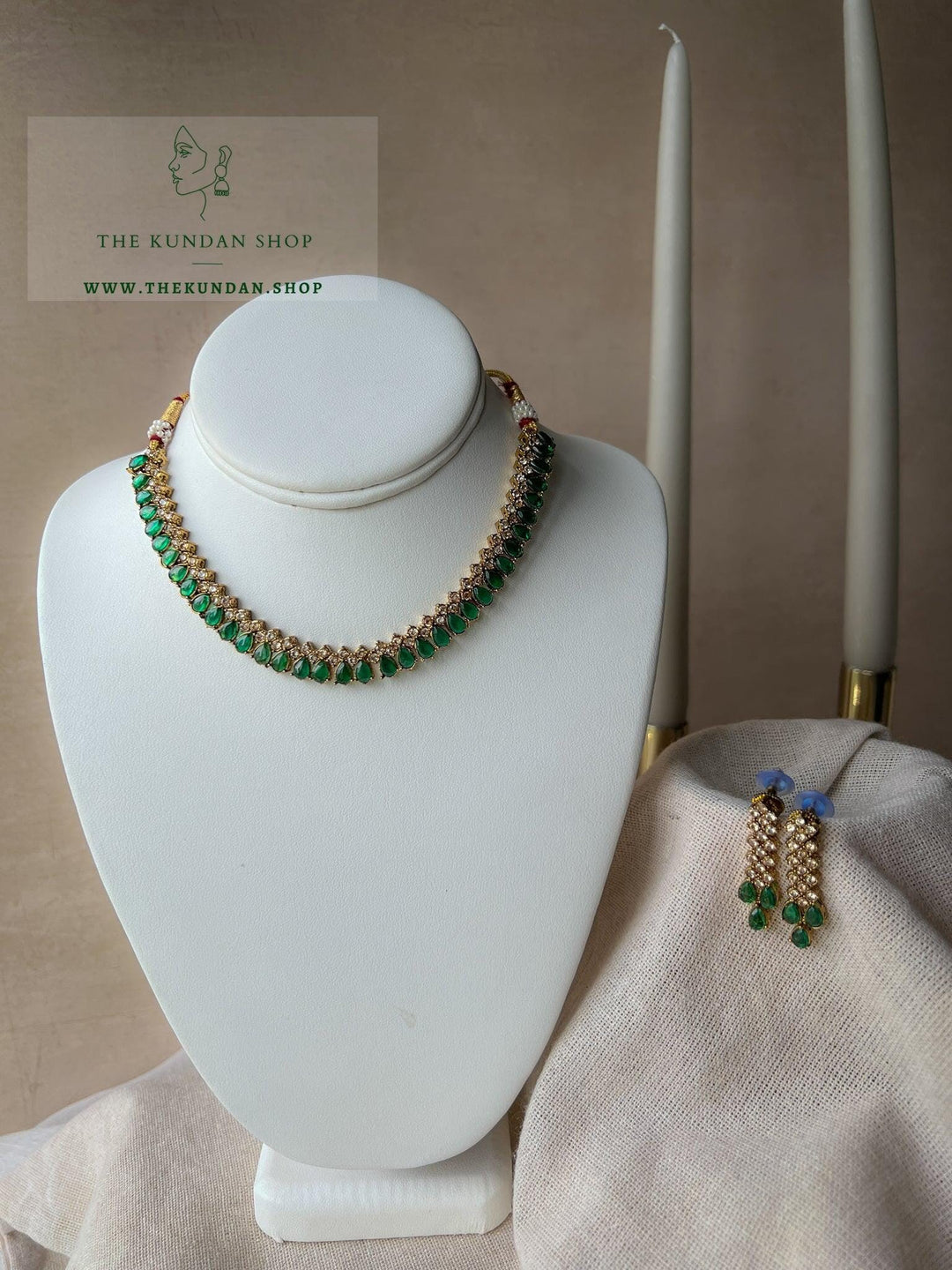 Nominal Polki in Green Necklace Sets THE KUNDAN SHOP 