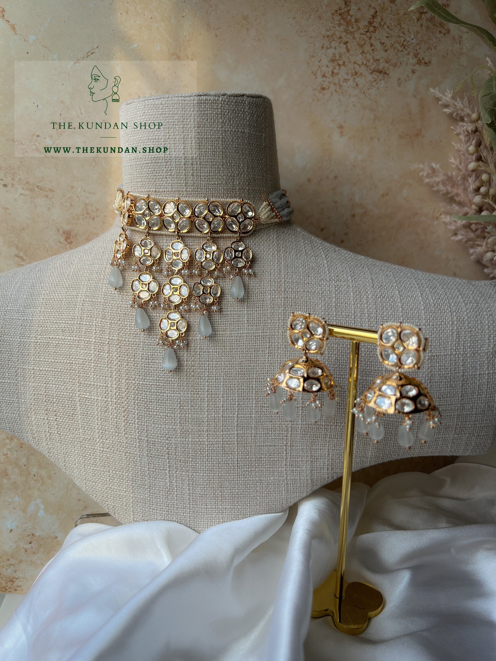 Kundan Drops in Grey Necklace Sets THE KUNDAN SHOP 