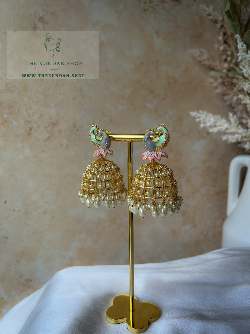 Moorni Cage Jhumkis Earrings THE KUNDAN SHOP 