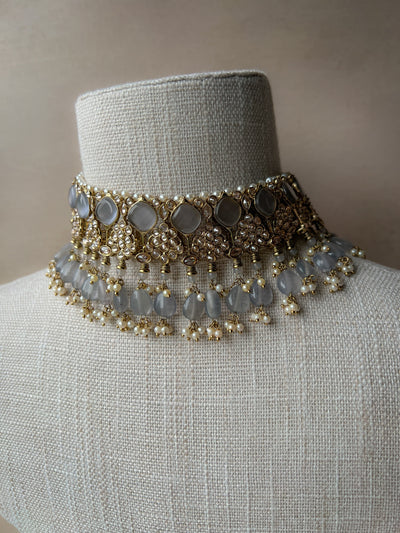 Fall Apart in Grey Necklace Sets THE KUNDAN SHOP 