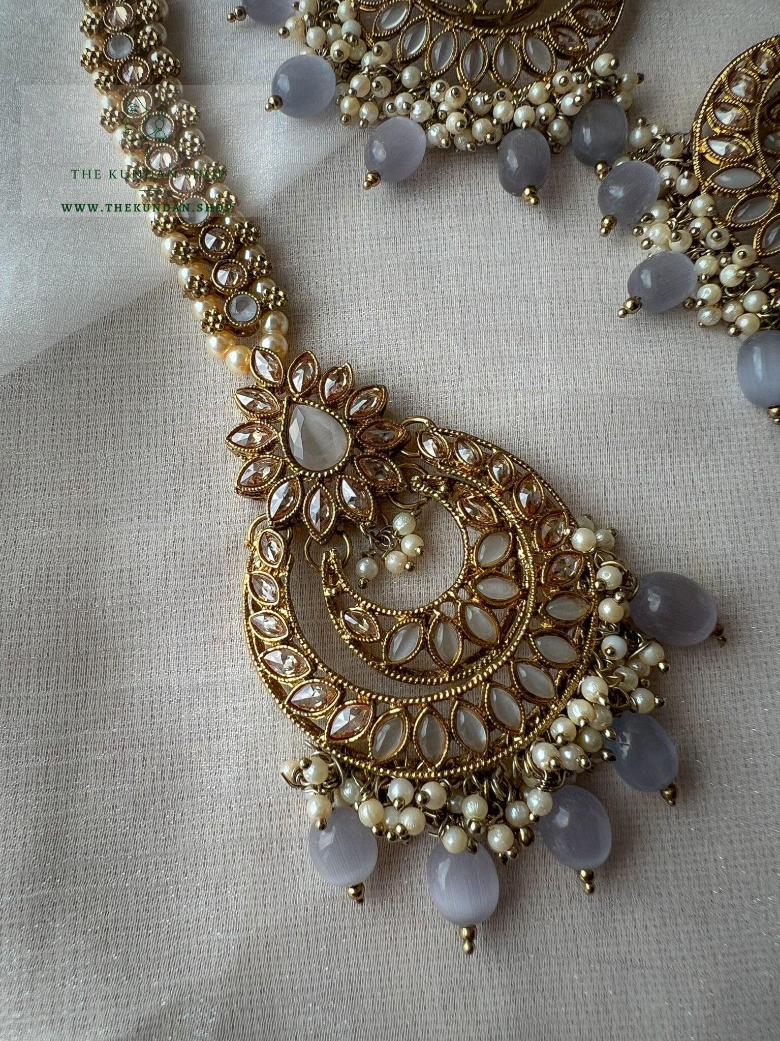 Candor in Grey Earrings + Tikka THE KUNDAN SHOP 