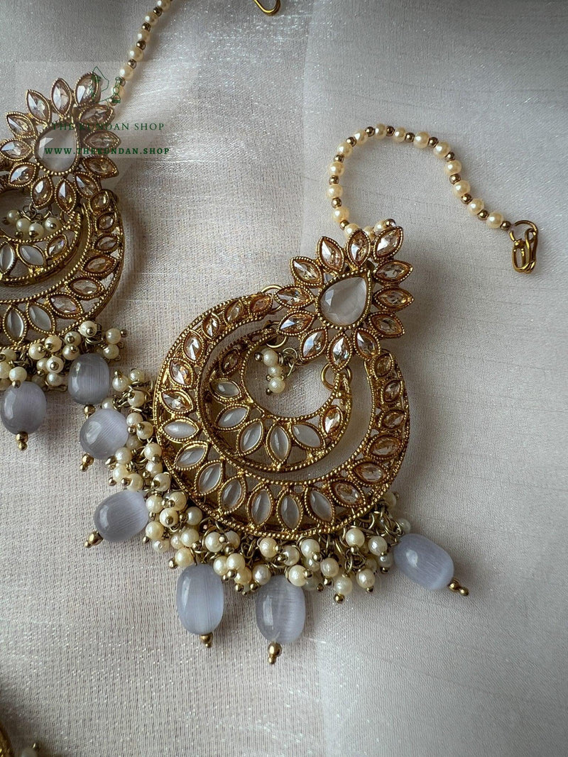 Candor in Grey Earrings + Tikka THE KUNDAN SHOP 