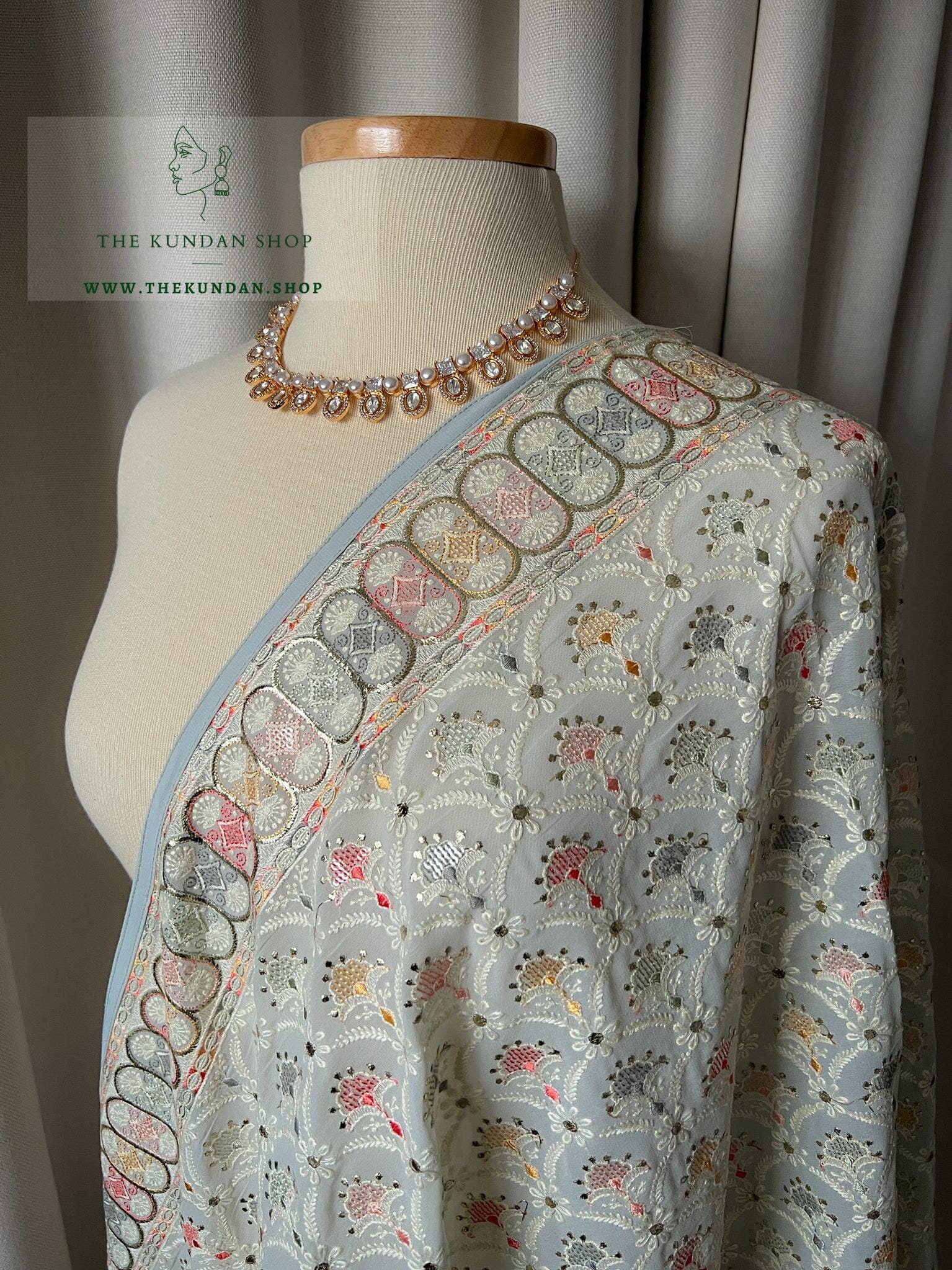 Matched Pastels in Grey Dupatta THE KUNDAN SHOP 