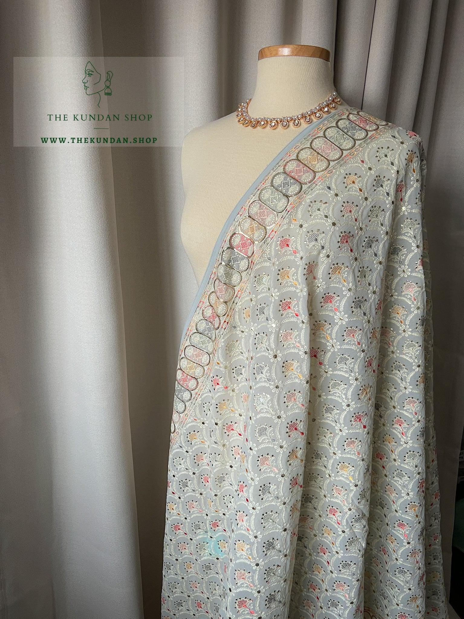 Matched Pastels in Grey Dupatta THE KUNDAN SHOP 