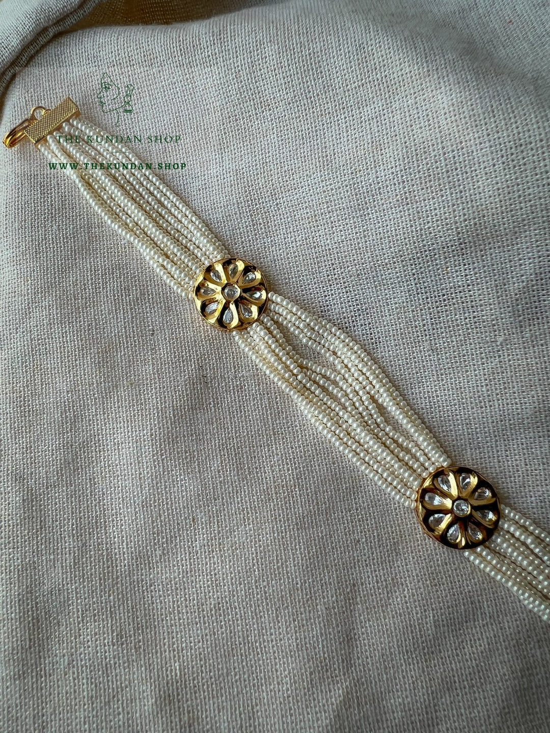 Floral Trio & Pearl - Headband Mathapathi THE KUNDAN SHOP 