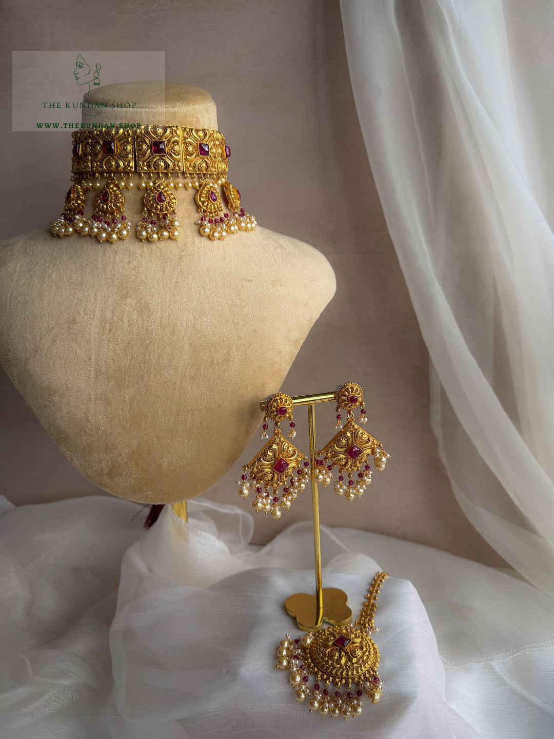 Royal Ember in Ruby Necklace Sets THE KUNDAN SHOP 
