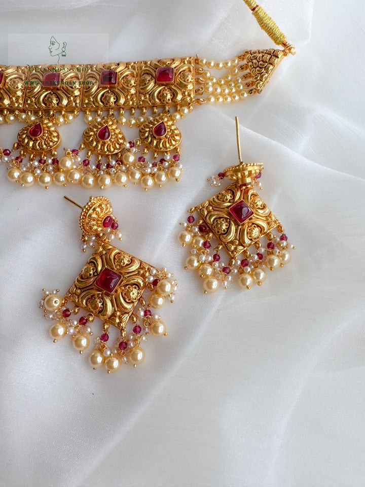 Royal Ember in Ruby Necklace Sets THE KUNDAN SHOP 