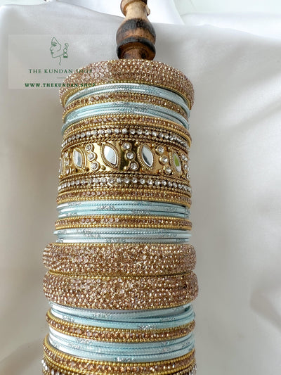 Marquee Sheesha Bangles in Ice Blue Bangles THE KUNDAN SHOP 