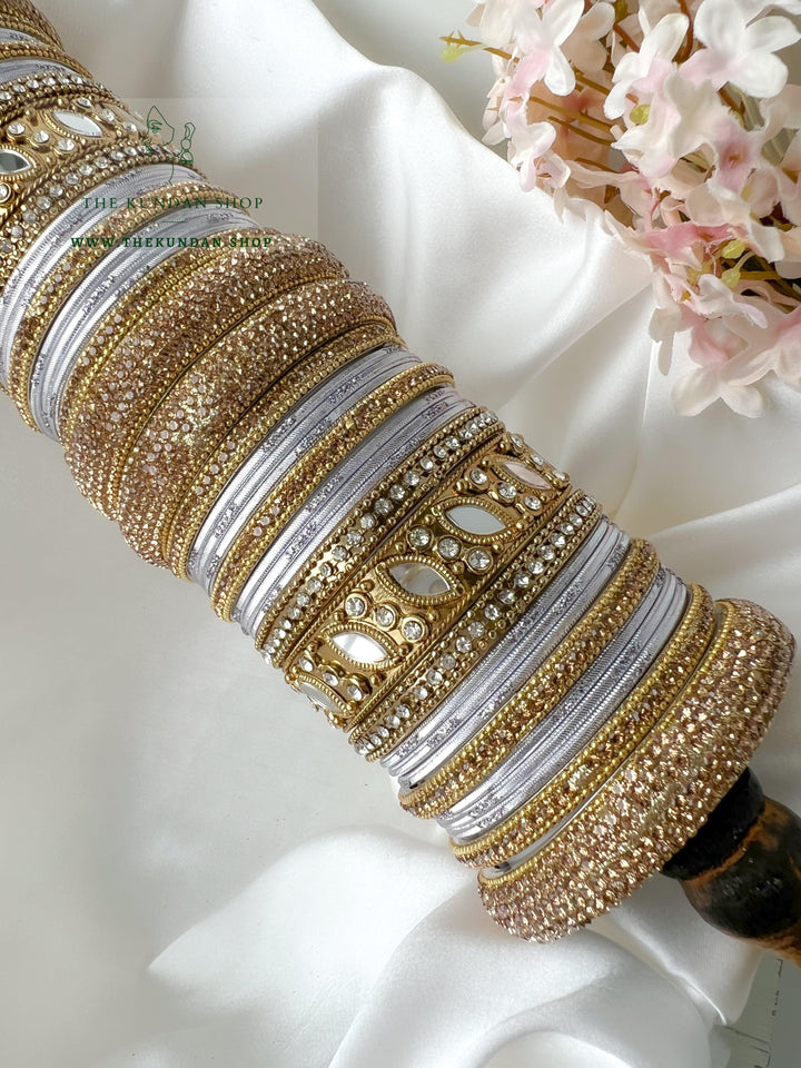 Marquee Sheesha Bangles in Purple Grey Bangles THE KUNDAN SHOP 