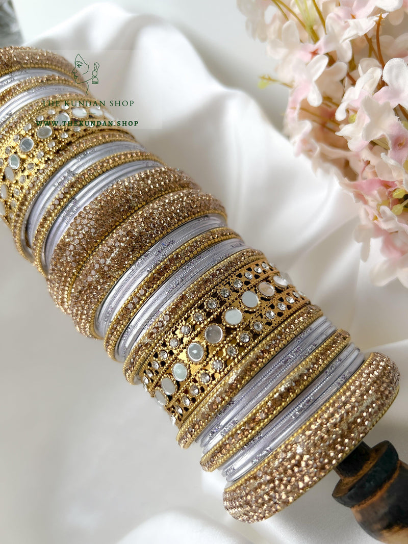 Round Sheesha Bangles in Puprle Grey Bangles THE KUNDAN SHOP 