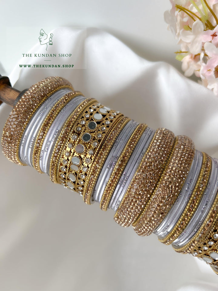 Round Sheesha Bangles in Puprle Grey Bangles THE KUNDAN SHOP 