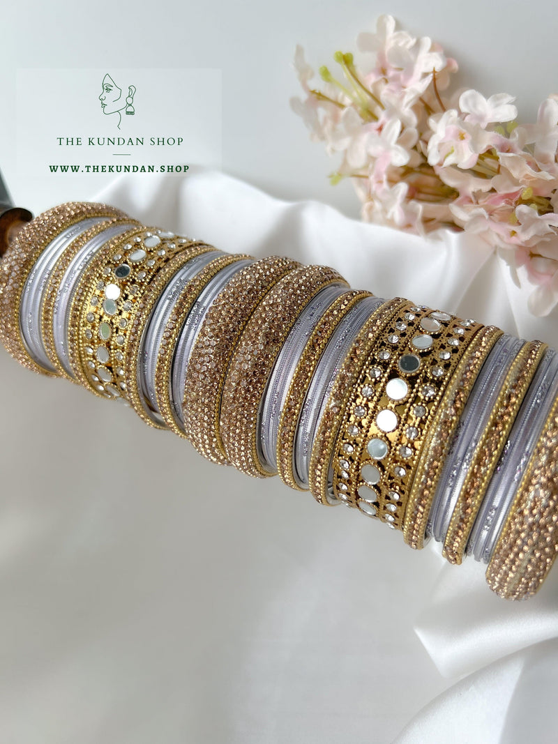 Round Sheesha Bangles in Puprle Grey Bangles THE KUNDAN SHOP 