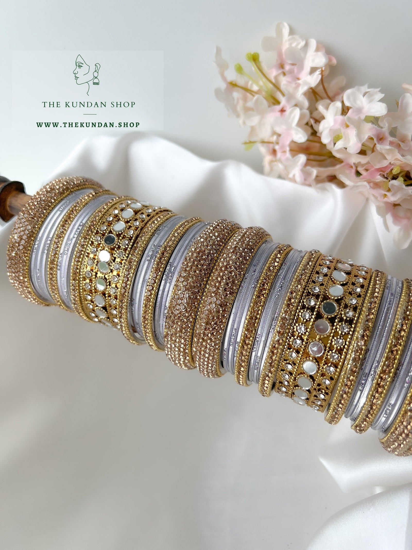 Round Sheesha Bangles in Puprle Grey Bangles THE KUNDAN SHOP 