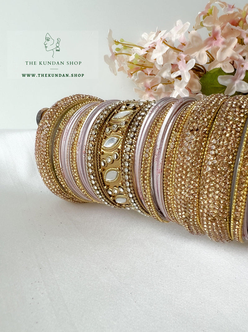 Marquee Sheesha Bangles in Ice Pink Bangles THE KUNDAN SHOP 