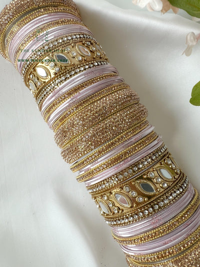 Marquee Sheesha Bangles in Ice Pink Bangles THE KUNDAN SHOP 