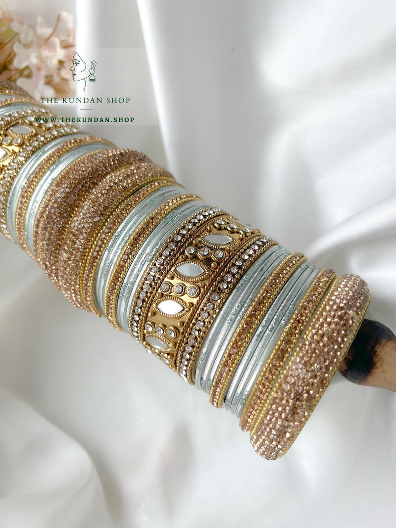 Marquee Sheesha Bangles in Ice Grey Bangles THE KUNDAN SHOP 
