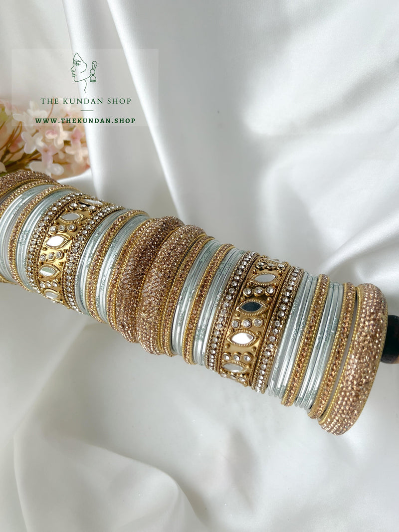 Marquee Sheesha Bangles in Ice Grey Bangles THE KUNDAN SHOP 