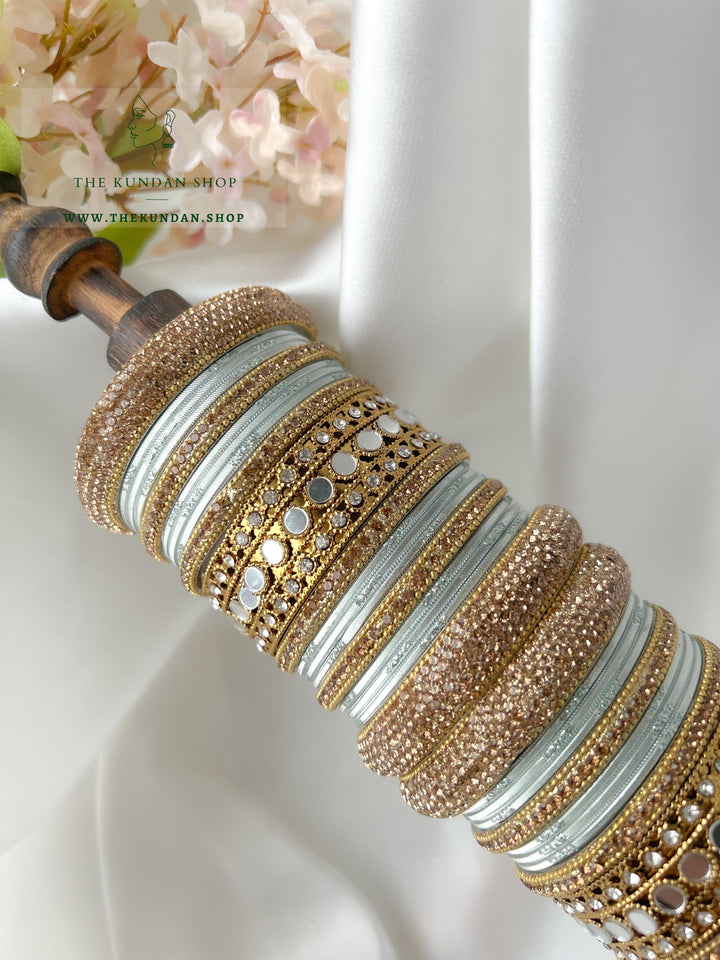 Round Sheesha Bangles in Ice Grey Bangles THE KUNDAN SHOP 