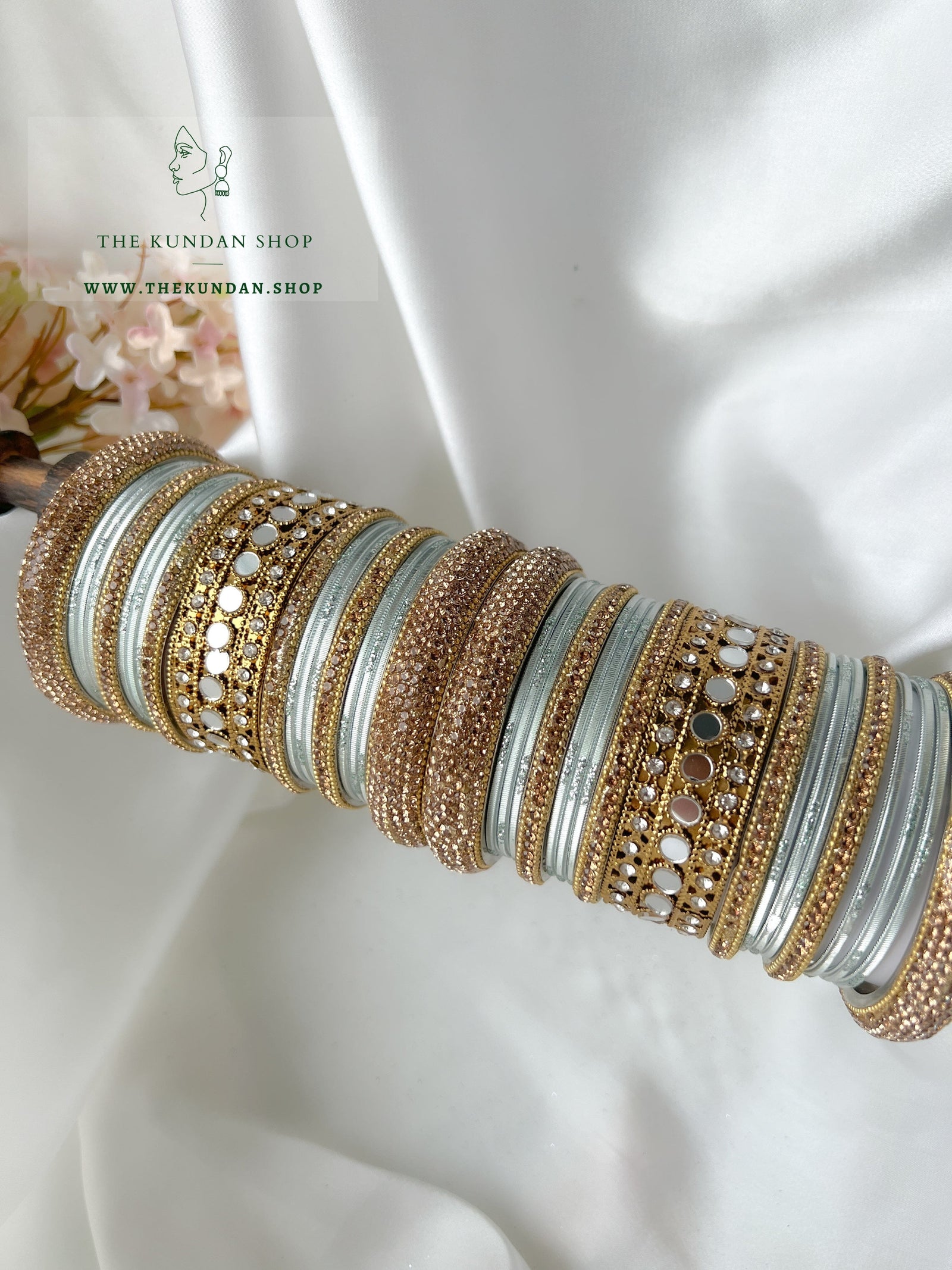 Round Sheesha Bangles in Ice Grey Bangles THE KUNDAN SHOP 