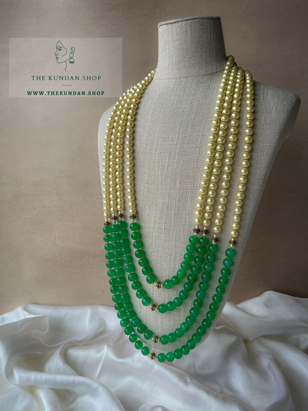 Champagne & Jade - 4 Layer Mala Grooms Mala THE KUNDAN SHOP 