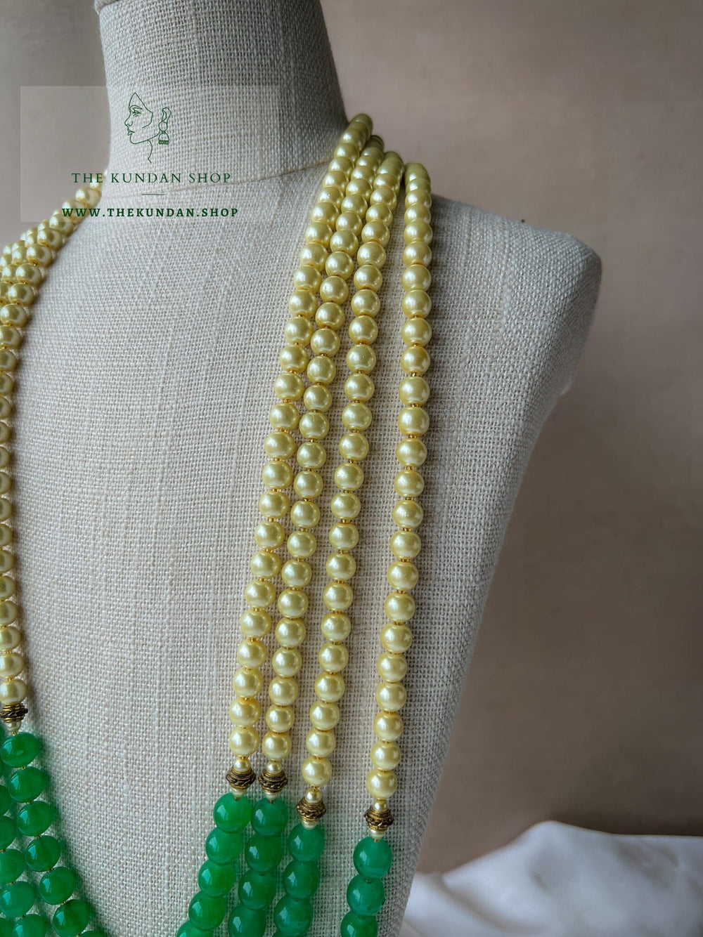 Champagne & Jade - 4 Layer Mala Grooms Mala THE KUNDAN SHOP 