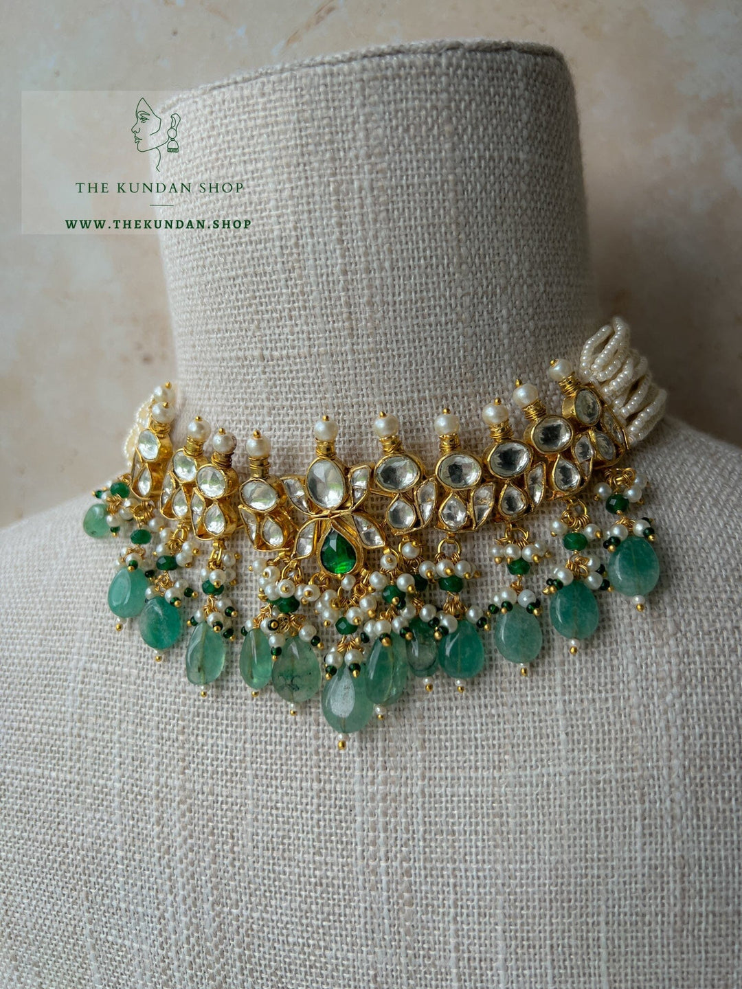Sweetheart in Green Necklace Sets THE KUNDAN SHOP 